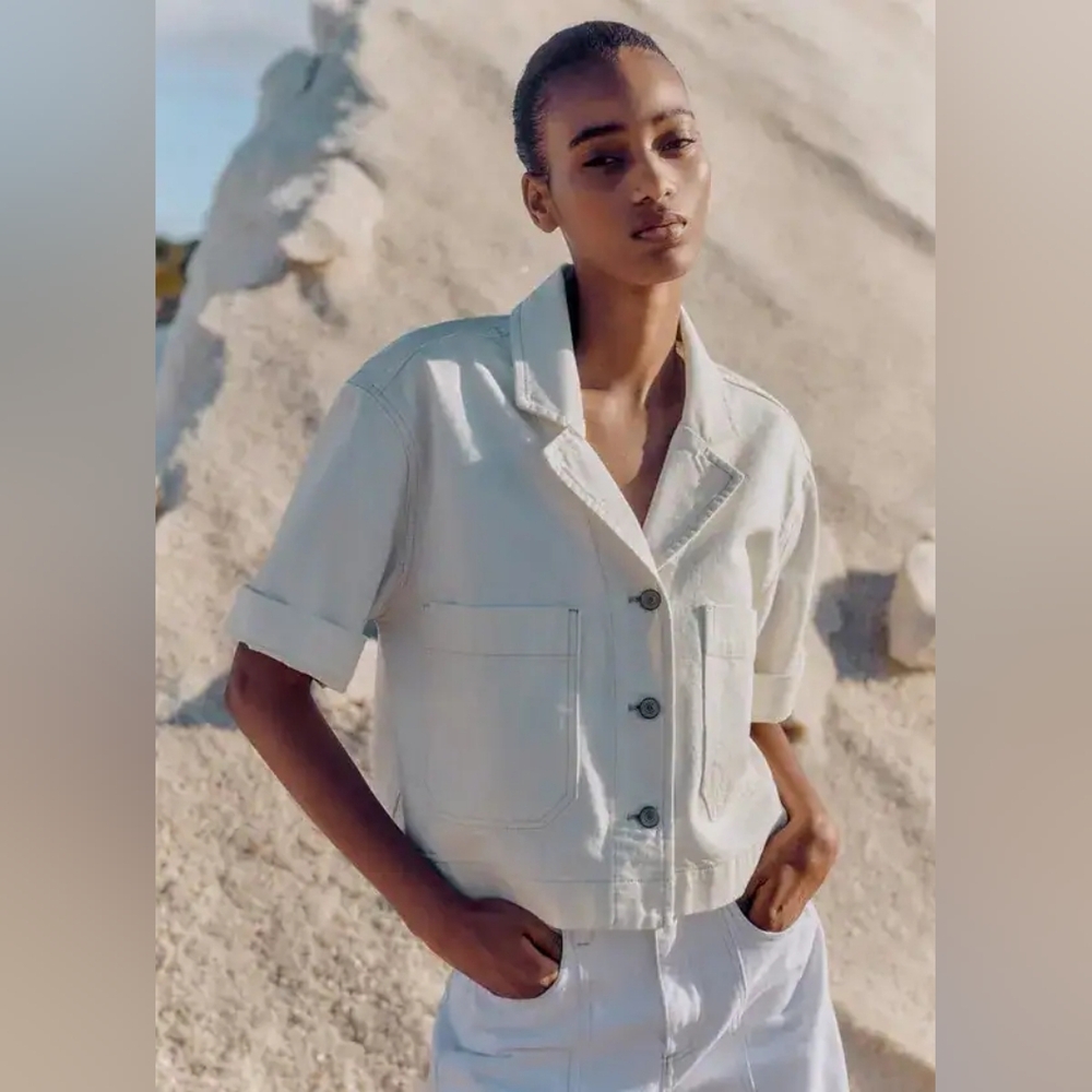 Me+Em Summer Boxy Shirt Jacket White
